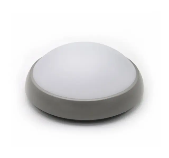 LED ΠΛΑΦΟΝΙΕΡΑ PC ΣΤΡΟΓΓΥΛΗ Φ213mm 9W 4000K IP65 ΓΚΡΙ