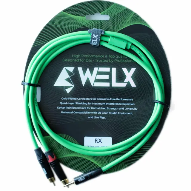 WELX Premium 2 X RCA to 1 X MINI JACK Cable – 1.5m (RX)