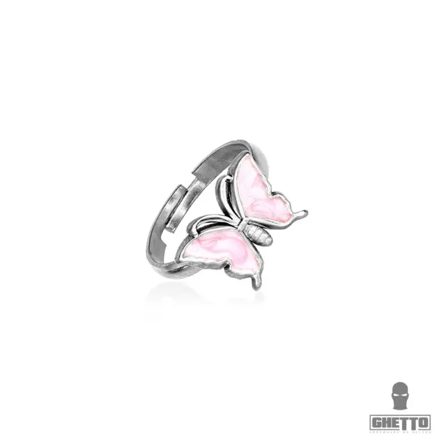 Ghetto Butterfly Shaped Adjustable Ring Pink