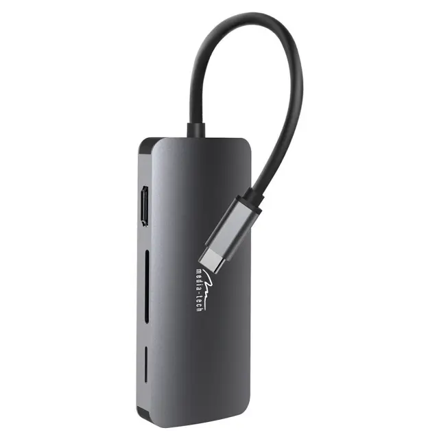 Hub Media-Tech MT5044 8 σε 1 USB-C με 3xUSB 3.0, USB-C PD, HDMI, RJ45, SD και Micro SD Θύρες Γκρι 3