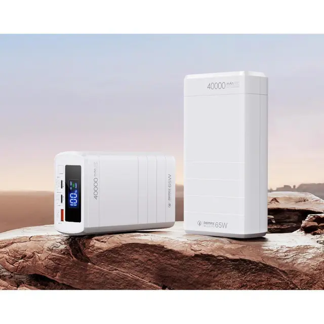 Remax Dinba Power Bank 40000mAh 65W με Θύρα USB-A και 2 Θύρες USB-C Power Delivery Λευκό