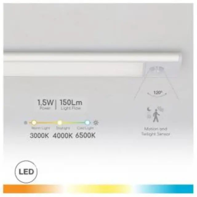 Φωτιστικό LED GSC Tibuka 40cm με Αισθητήρα Κίνησης 150lm 3000K έως 6500K Ασημί N70527 2