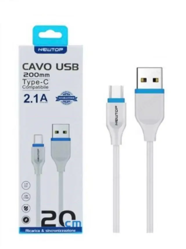 Newtop CU09 Flat USB 2.0 to Type-C Cable Λευκό 20CM