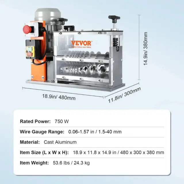 Αυτόματη Μηχανή Απογύμνωσης Καλωδίων VEVOR , 750 W, 10 Κανάλια B750W101538MMFDI9V2 2