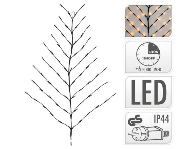 Επιτοίχιο Διακοσμητικό Δέντρο με φωτισμό 68 LED Θερμό λευκό, χρονοδιακόπτη 6 ώρες, καλώδιο 3m και διαστάσεις 80 x 100 cm AXF205830 2