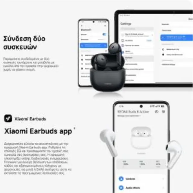 Wireless Bluetooth Xiaomi Redmi Buds 8 Active BHR08JPGL Bluetooth v5.4 ENC με Θήκη Φόρτισης Blue 3