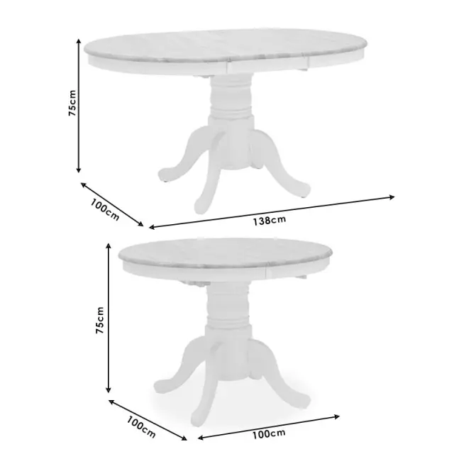 Τραπεζαρία Dallan Lars pakoworld 5τεμ λευκό rubberwood Φ100(+38)x100x75εκ 3