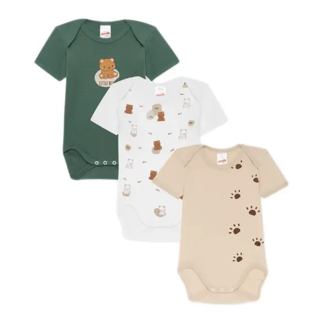 Minerva Βρεφικό Φορμάκι Αγόρι Little Bear - Τριπλό Πακέτο, Χρώμα Λευκό-Μπεζ-Πετρόλ Μέντα