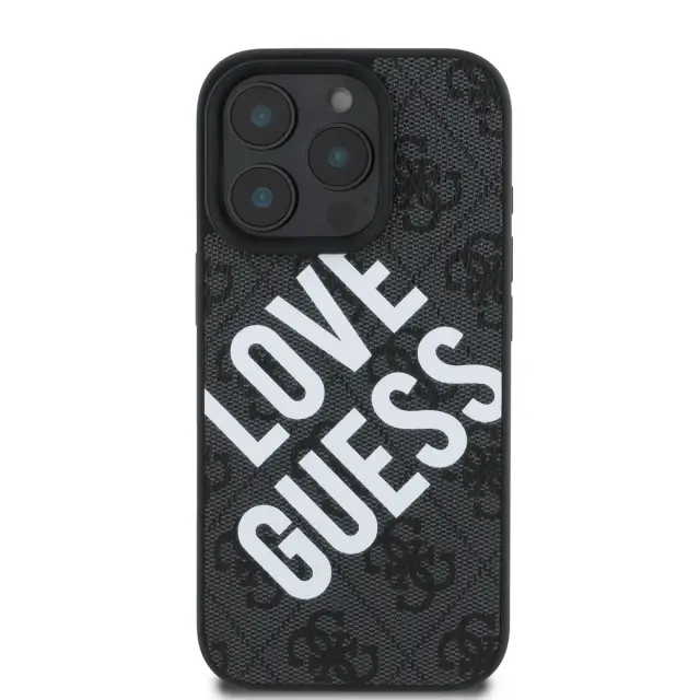 Guess PU Leather 4G Big Love Logo MagSafe Case for iPhone 16 Pro Black 2