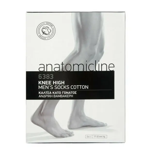 ANATOMIC LINE 6383 Κάλτσες Κάτω Γόνατος Διαβαθμισμένης Συμπίεσης Ανδρικές 17-22 mmHg Μαύρες - L 2
