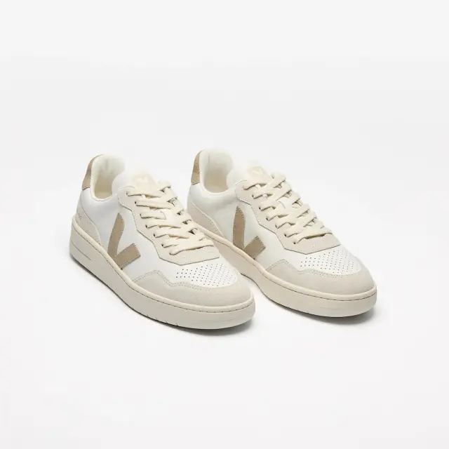VEJA “V-90 O.T” LEATHER SNEAKERS (VO2020909A360-WHITE-TAUPE) - 40 2