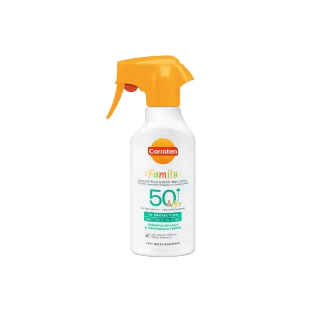 Carroten Family Spf50+ Suncare Spray Αντηλιακό Γαλάκτωμα Spray Προσώπου & Σώματος 270ml