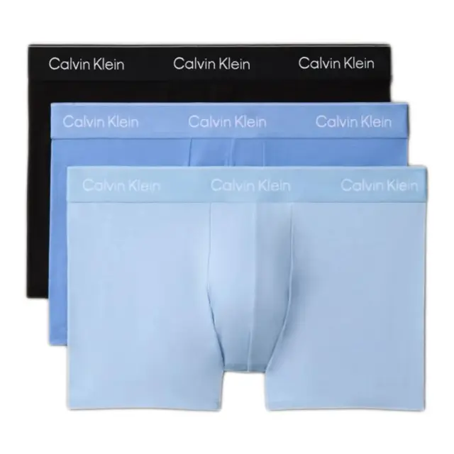Calvin Klein Ανδρικό Boxer Icon Cotton Stretch - Τριπλό Πακέτο, Χρώμα Black-Glacier-Blue Bell - XL