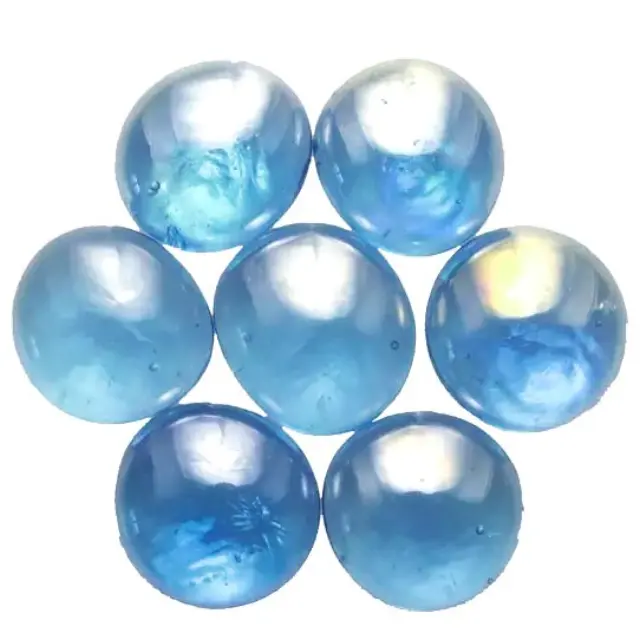Γυάλινες Πέτρες Καμπουσόν - Light Blue Iridescent - Ø15-20mm - 100gr