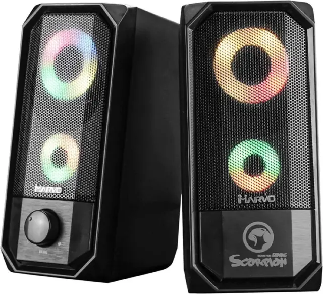 Marvo Scorpion SG-265 Ηχεία Υπολογιστή 2.0 με RGB Φωτισμό και Ισχύ 6W σε Μαύρο Χρώμα