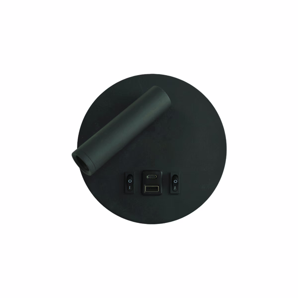 Απλίκα ανάγνωσης διπλού φωτισμού μαύρη 3000K USB Type C ATLAS Μαύρο