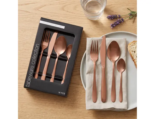 Σετ Μαχαιροπίρουνα Excellent Houseware ανοξείδωτα Καφέ - 16τμχ CC4000110