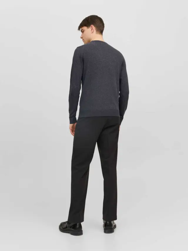 JJEEMIL KNIT CREW NECK NOOS Dark Grey Melange 2