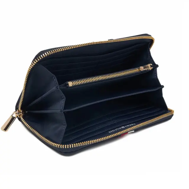 Tommy Hilfiger Γυναικείο Μεγάλο Πορτοφόλι TH Icon Large Zipa Around Nylon Corp Σκούρο Μπλε 3