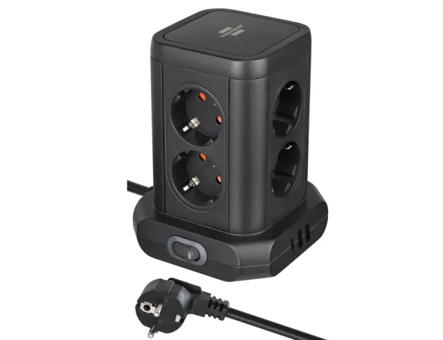 Επιτραπέζιο Πολύπριζο Brennenstuhl - 8x Schuko - 2x USB-A, 1x USB-C - Διακόπτη On/Off - Καλώδιο 2m - Black150181