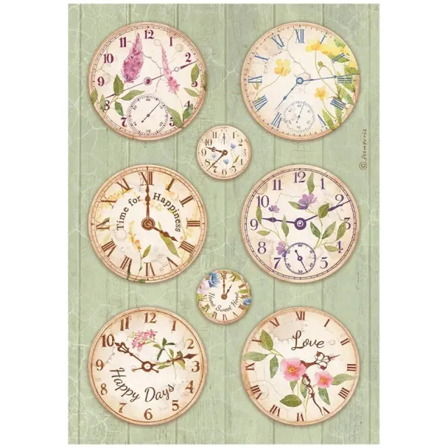 Ριζόχαρτο Stamperia 21x29cm, Create Happiness - Welcome Home, Clock