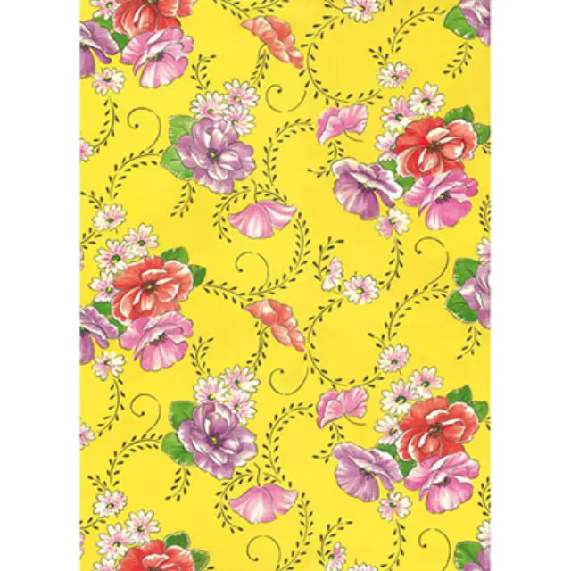 Φύλλo Polyester Felt - 50x70cm - Flowers on Yellow Background - 1mm - 1τεμ