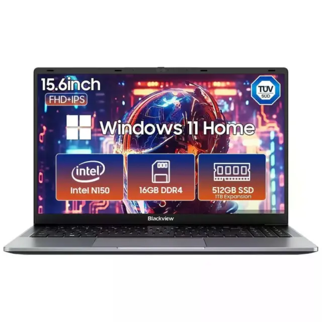 Blackview AceBook 6 Laptop 15.6" FHD IPS (Intel N150/16GB/512GB SSD/Intel Graphics/Windows 11 Home) Grey