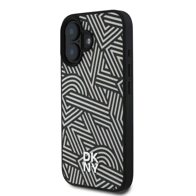 DKNY PU Leather Crosswalk Pattern Magsafe Case for iPhone 16 Ivory 2