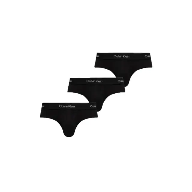 Calvin Klein Ανδρικό Slip Hip Brief Icon Cotton Stretch - Τριπλό Πακέτο, Χρώμα Black W-Dtm Wb - S