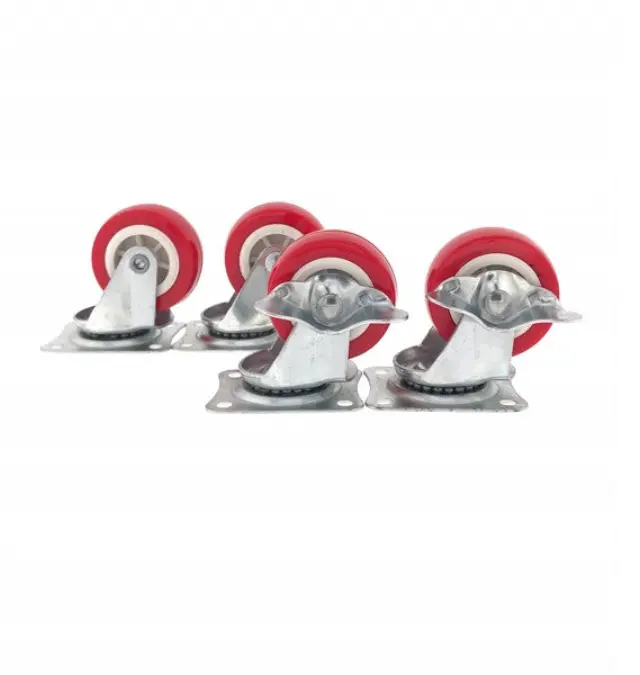 Swivel castor set 50 mm red 4 pieces 2x with break