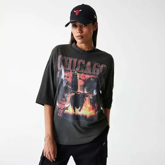 New Era Men's NBA Washed Graphic Chicago Bulls Tee Μαύρο 60684355 (New Era) - Large 3