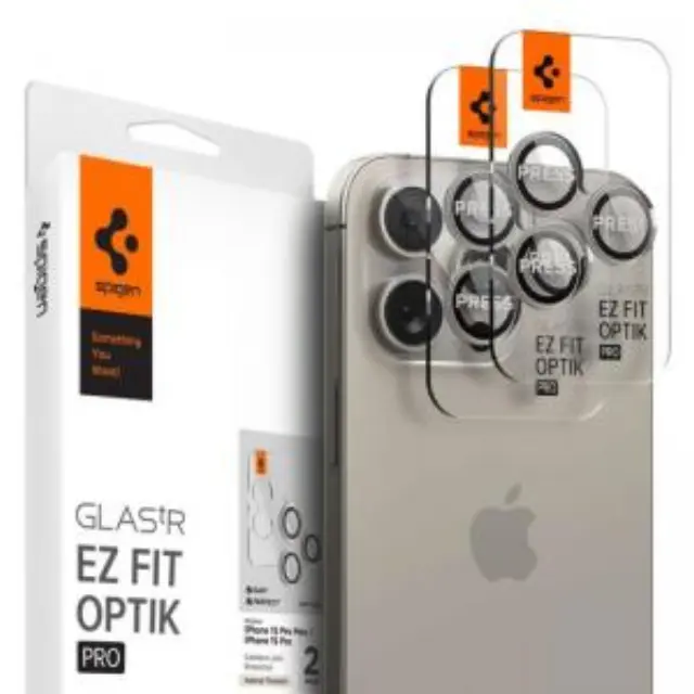 Tempered Glass Rings για Τζαμάκι Κάμερας Spigen Apple iPhone14 Pro/ 14 Pro Max/ 15 Pro/ 15 Pro Max/ 16 Pro/ 16 Pro Max/ 17 Pro/ 17 Pro Max Natural Optik.tR EZ-FIT Τιτάνιο (2 τεμ.) N63765 2