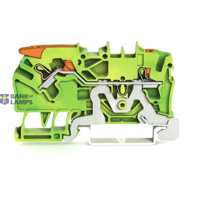 2-conductor ground terminal block with lever and push-button 2.5 mm² g