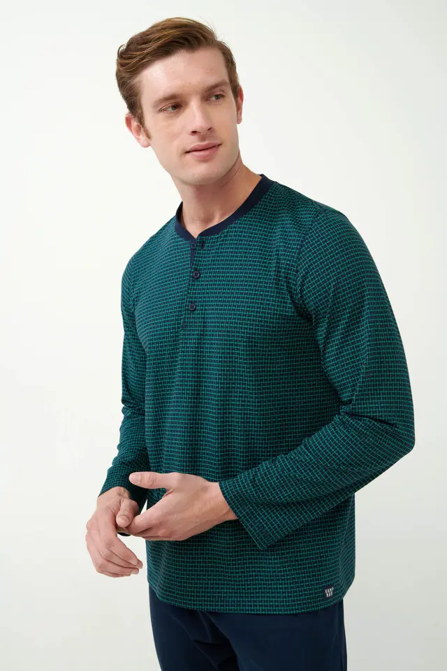 Uomo Di Vamp Ανδρική Πιτζάμα 100% Βαμβάκι S. Jersey Με Γεωμετρικό Μοτίβο