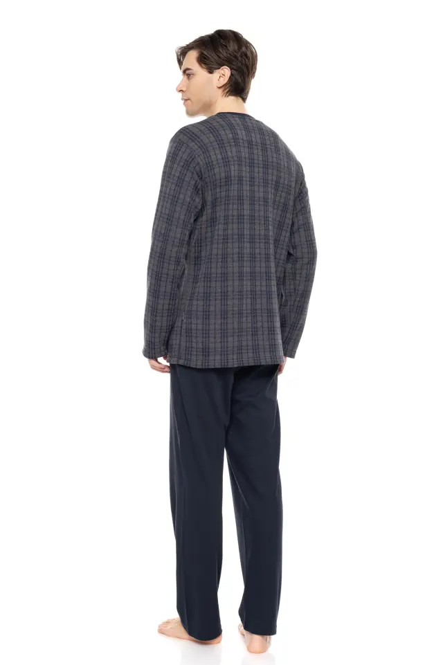 W-M702 - Type - PYJAMA JACQUARD BLUE GREY PLAID - M 3