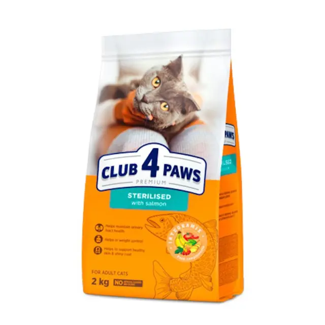 Club 4 Paws Sterilised Low Grain με Σολομό 2Kg Μονόχρωμο
