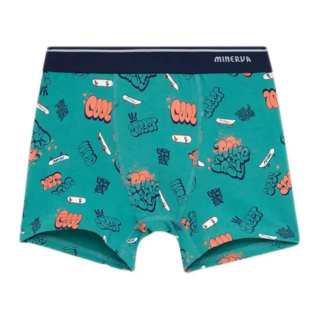Minerva Παιδικό Boxer Αγόρι Take Easy - Διπλό Πακέτο, Χρώμα Γκρι Μελανζέ-Πράσινο 2