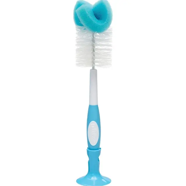 Dr. Brown's Βούρτσα Kαθαρισμού Mπιμπερό με Επαναχρησιμοποιήσιμο Σφουγγάρι & Βάση Βεντούζας, 1τεμ Μπλε 3