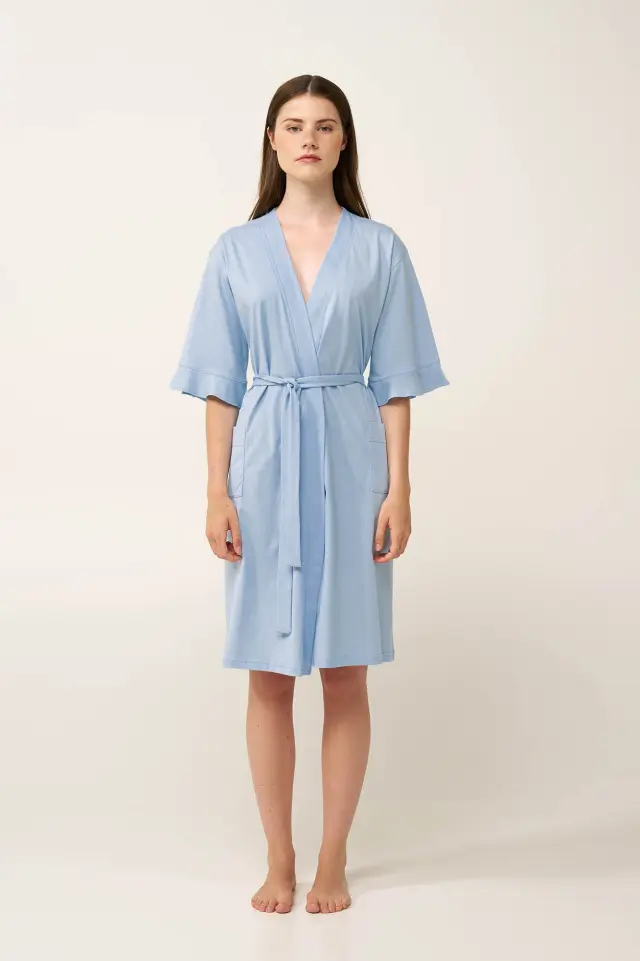 Γυναικεία Σταυρωτή Ρόμπα Βαμβακερή Vamp 24250 BLUE KENTUCKY 2