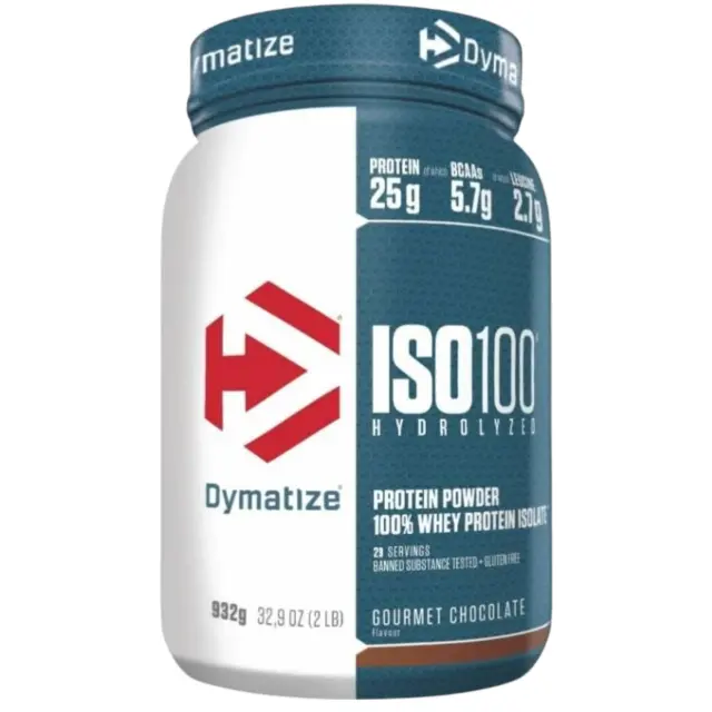 Dymatize ISO 100 Hydrolyzed Πρωτεΐνη Ορού Γάλακτος Χωρίς Γλουτένη με Γεύση Gourmet Chocolate 932gr
