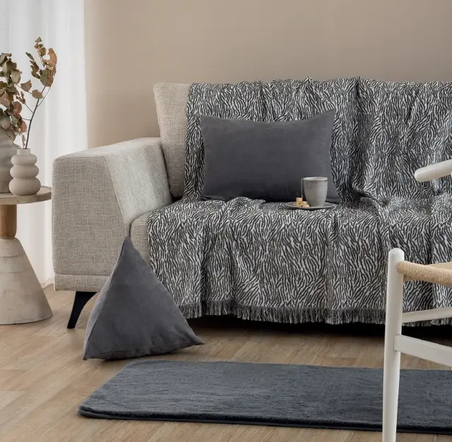 Χαλί αντιολισθητικό 120x180 Lagos Grey Γούνινο Palamaiki 2