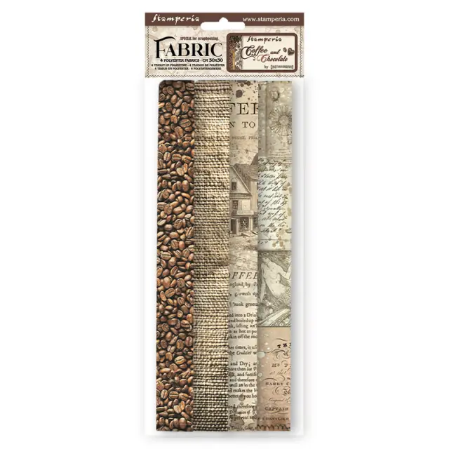 Τυπωμένο ύφασμα Stamperia, 30x30cm, 4 τεμ, Coffee and Chocolate