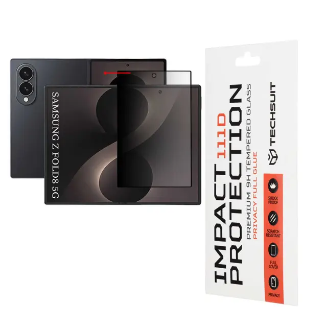 Techsuit - 111D Privacy Full Glue - Samsung Galaxy Z Fold8 - Black