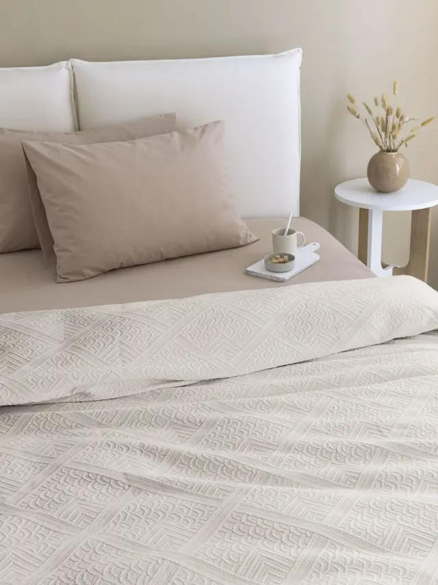 Κουβερτόριο Υπέρδιπλο 250x260 Palamaiki Carla 100% βαμβακερό- Ivory