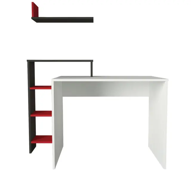 Γραφείο AGAFON Λευκό/Ανθρακί/Κόκκινο 118x60x91cm 2