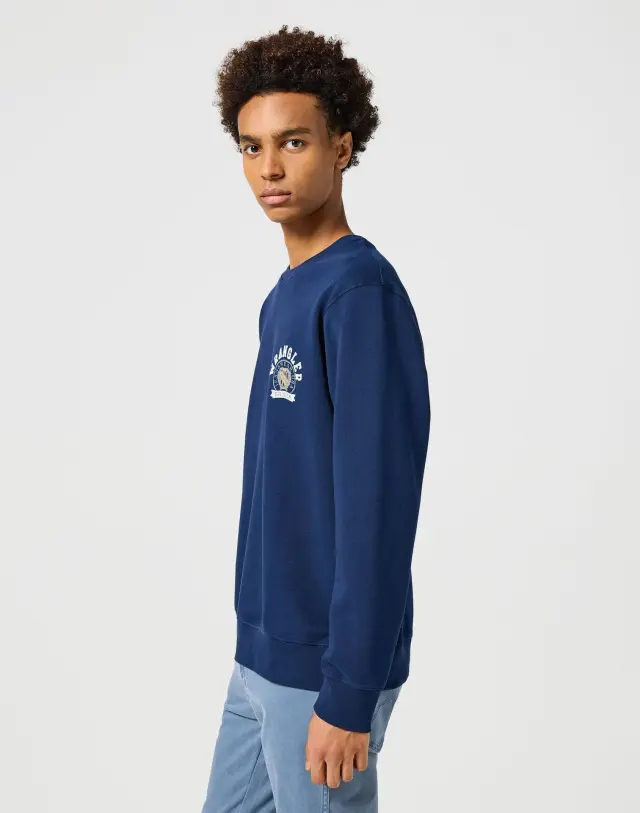Wrangler Ανδρικό CREWNECK 112357329 Φούτερ Βαμβακερό Regular-Fit – Navy Blue - M 3