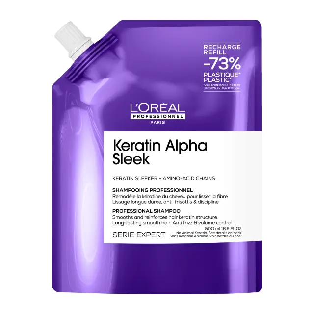 Serie Expert Keratin Alpha Sleek Professional Shampoo Refill Για Λείανση 500ml