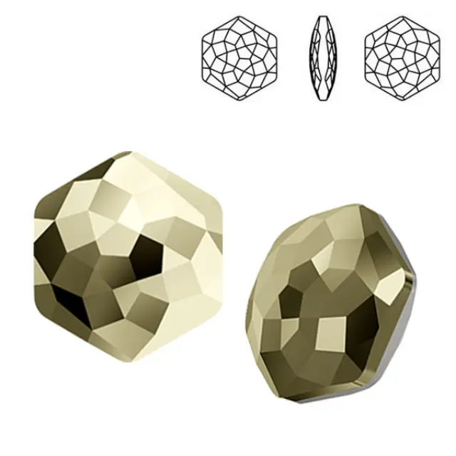 Swarovski 4683 Fantasy Hexagon Crystal Metallic Light Gold 12x13.5mm - 1τεμ