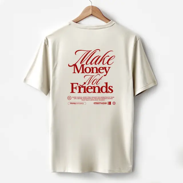 T-shirt Noshame® Off-white με τύπωμα Make Money not Friends - 122586 - XXL 2