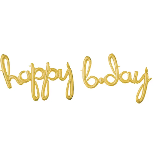 Μπαλόνι Φοιλ Script Phrase `Happy Bday` Χρυσό